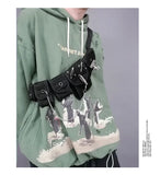Mesh Tactical Waist Chest Bag with 5 Pockets for Men Women Hip-hop Belt Bag
