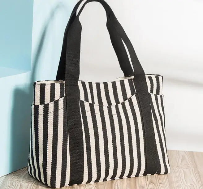 Striped Canvas Women's Shoulder Bag