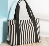 Striped Canvas Women's Shoulder Bag