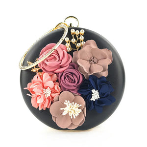 Floral Round Clutch Bag Evening Banquet Bag