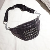 Women's Rhinestone PU Waist Bag Messenger Shoulder Chest