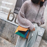Leather Patchwork Women Messenger Bag Female Chain Strap Shoulder Bag