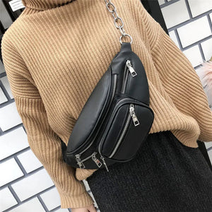 Leather Waist Pack Pouch Waist Bag Chest Shoulder Bags Adjustable Belt