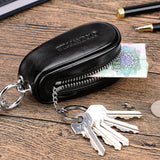 Men's Leather Car Key Wallet Zipper Key Case Organizer