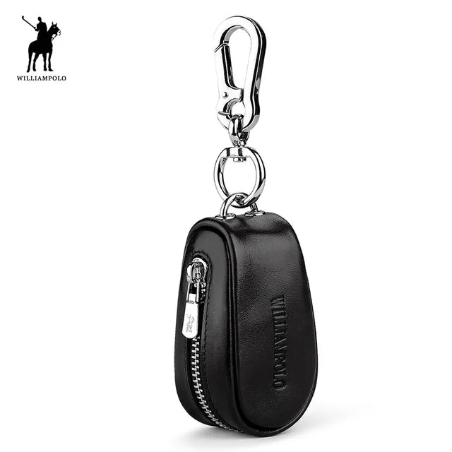 Men's Leather Car Key Wallet Zipper Key Case Organizer