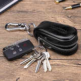 Men's Leather Car Key Wallet Zipper Key Case Organizer