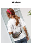 Pink Silver Holographic Waist Bag Geometric Design
