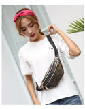 Pink Silver Holographic Waist Bag Geometric Design