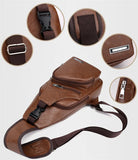 Men's Shoulder Bag Sling Chest Pack Canvas Charging Sports Crossbody Handbag
