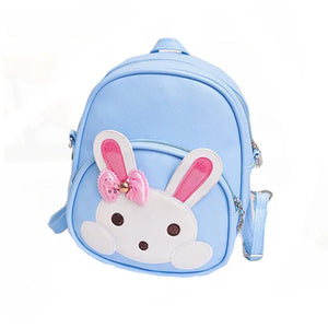 Girls Rabbit Printed PU Leather Mini Backpack Kindergarten Schoolbag