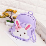 Girls Rabbit Printed PU Leather Mini Backpack Kindergarten Schoolbag