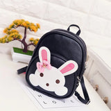 Girls Rabbit Printed PU Leather Mini Backpack Kindergarten Schoolbag