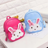 Girls Rabbit Printed PU Leather Mini Backpack Kindergarten Schoolbag