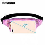 Laser Holographic Waist Bag Fanny Pack Slim Neon PU Bum Bag Belt Leather Pocket