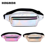 Laser Holographic Waist Bag Fanny Pack Slim Neon PU Bum Bag Belt Leather Pocket