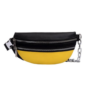 Men Women PU Waist Bags Chain Fanny Pack Girls Bum Bag Travel