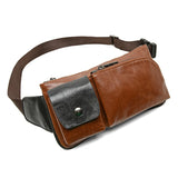 Vintage Leather Men Messenger Bag Casual Chest Pack Brown Shoulder Bolsos