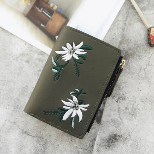Women Wallet PU Leather Print Flower Cash Pocket Photo MiniClutch