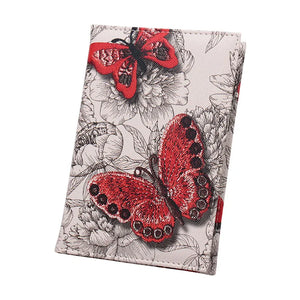 Butterfly Embossed Passport Cover Travel ID Credit Ticket Soft Folder