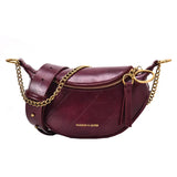 Women Leather Crossbody Chest Bag Lady Messenger Waist Pack Chains Travel