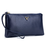 Soft Leather Clutch Bag for Women Cowhide Handbag Zipper Wallet