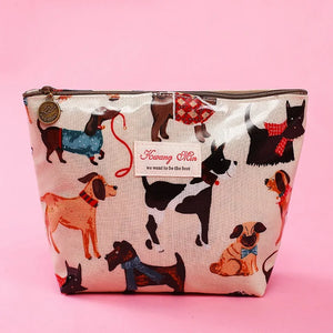 Dog & Cat Pattern Makeup Bag for Travel Ladies Waterproof