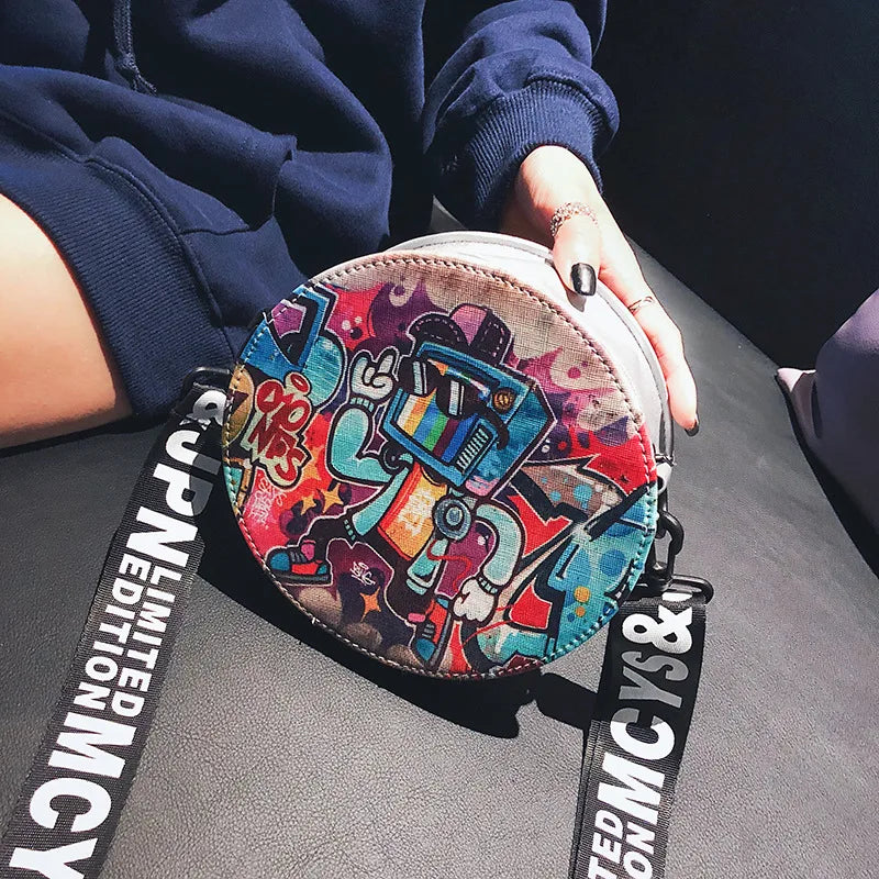 Crossbody Bag PU Leather Handbag Zipper Cartoon Women Bag Sac A Main