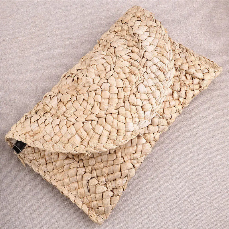 Lady Women Summer Straw Handbag Retro Key Money Beach Bag Clutch