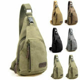 Men Canvas Vintage Leather Backpack Shoulder Bag Chest Sling Bag Handbags