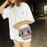 Summer Beach Shoulder Bag Ethnic Style Tassel Decor Crossbody Bag