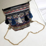 Summer Beach Shoulder Bag Ethnic Style Tassel Decor Crossbody Bag