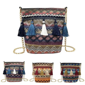 Summer Beach Shoulder Bag Ethnic Style Tassel Decor Crossbody Bag