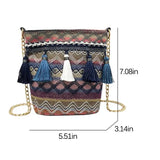 Summer Beach Shoulder Bag Ethnic Style Tassel Decor Crossbody Bag