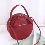 Women Mini Round Handbag PU Leather Crossbody Bag