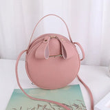 Women Mini Round Handbag PU Leather Crossbody Bag
