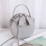Women Mini Round Handbag PU Leather Crossbody Bag