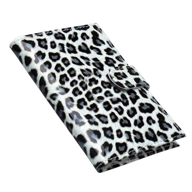 Leopard Passport Holder for Women with Buckle, Ear Spot Design, Multi-Card Slots