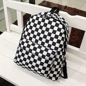 Plaid Lattice Backpack Checkerboard Travel Bag