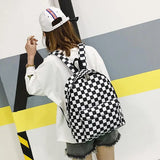 Plaid Lattice Backpack Checkerboard Travel Bag