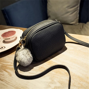Small Bags Mini Fur Ball PU Women Bags