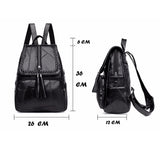 Retro Zipper Ladies Backpack PU Leather High Tassel School Bag Shoulder Bag