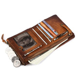 Retro Leather Men Wallets Zipper Bifold Small Man Wallet