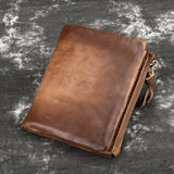 Retro Leather Men Wallets Zipper Bifold Small Man Wallet