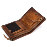 Retro Leather Men Wallets Zipper Bifold Small Man Wallet