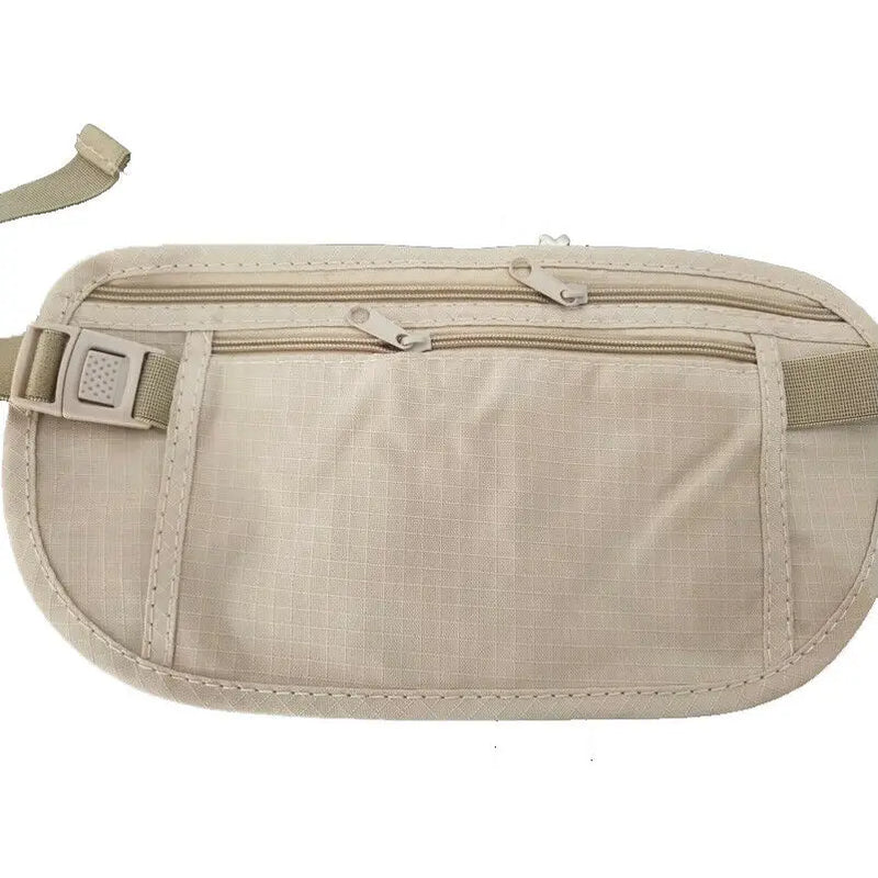 Unisex Travel Pouch Hidden Wallet Passport Waist Belt Bag