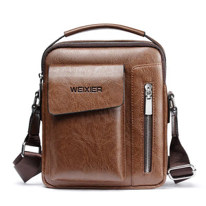 Vintage Men's Crossbody Shoulder Bag PU Leather Messenger Retro Zipper Business