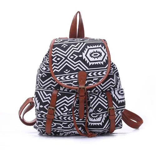 Canvas Rhombus Pattern Women's Backpack in 5 Colors