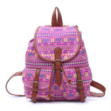 Canvas Rhombus Pattern Women's Backpack in 5 Colors