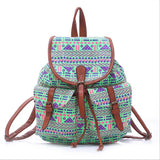 Canvas Rhombus Pattern Women's Backpack in 5 Colors