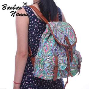 Canvas Rhombus Pattern Women's Backpack in 5 Colors